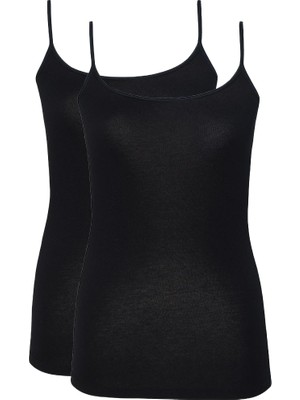 Blackspade Kadın İnce Askılı Atlet 2'li Paket Essential 1591 - Siyah