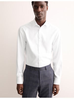 Marks & Spencer Tailored Fit Lüks Pamuklu Dokulu Gömlek