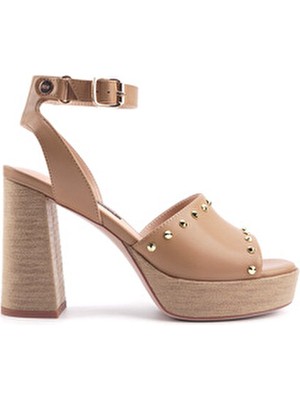 Nine West Taba Kadın Topuklu Sandalet Yüksek Platform Topuk Suni Deri Şık Tasarım