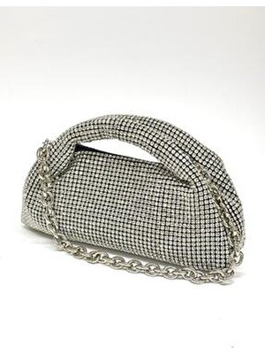 Nazart Kadın Lüks Taşlı Diamond Siyah Abiye Clutch Tekstil Malzeme ile Şık Gece Çantası