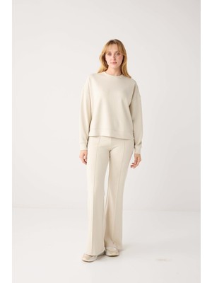 Jimmy Key Taş Uzun Kollu Bisiklet Yaka Modal Örme Sweatshirt