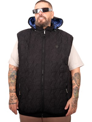 Mode Xl Büyük Beden Erkek Kapitone Yelek U25718 Kum-Siyah