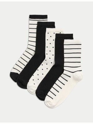 Marks & Spencer 5’li Cotton Rich Bilek Boyu Çorap Seti