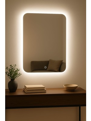 Cg Home Boho Dokunmatik Ledli Ayna, Ledli Ayna, Konsol Aynası, Dresuar Aynası, Banyo Aynası