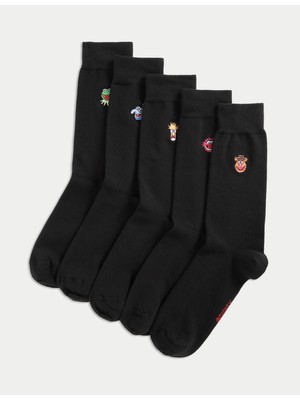 Marks & Spencer 5’li Nefes Alabilir Muppets Pamuk Karışımlı Çorap Seti