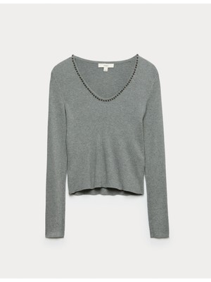 Marks & Spencer Boncuk Detaylı Fitilli Bluz