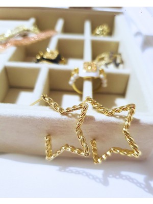 Zarif Seçkiler - Yıldız Örgü Model Taş Detaylı Küpe Xuping Garantisiyle