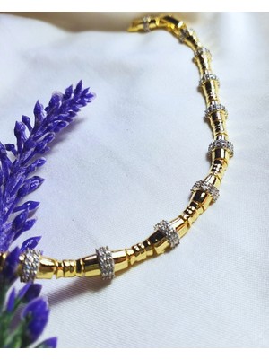 Mg Storyy Zarif Seçkiler - Gold Taş Detaylı Bileklik Çelik