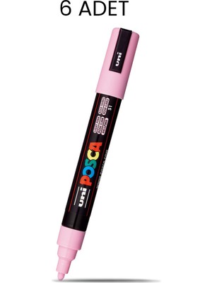 Uni-Ball Posca Pc-5m Su Bazlı Marker Kalem Pembe 6'lı Kutu