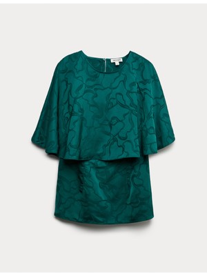 Marks & Spencer Jakarlı Yuvarlak Yaka Bluz