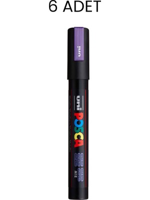 Uni-Ball Posca Pc-5m Su Bazlı Marker Kalem Mor 6'lı Kutu