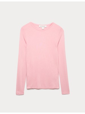 Marks & Spencer Ipekli Slim Fit Uzun Kollu Tişört