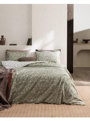 Madame Coco Suzanne Tek Kişilik %100 Pamuk Lastikli Ranforce Baskılı Nevresim Takımı - Haki