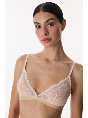 Penti Bej Üçgen Lace Dantel Sütyen