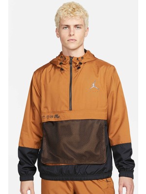 Nike Jordan Jumpman Half Zip Men's Hoodie Erkek Kapüşonlu Yarım Fermuarlı Sweatshirt Kahverengi
