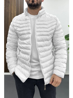 Edwox Erkek Slim Fit Şişme Mont Beyaz EDW435