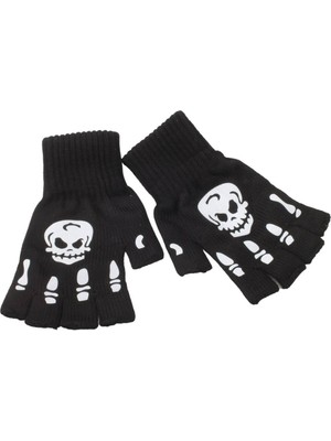 Dükkan Hediyelik Siyah Kurukafa Kesik Eldiven