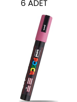 Uni-Ball Posca Pc-5m Su Bazlı Marker Kalem Kırmızı 6'lı Kutu