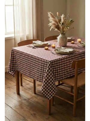 Türkanlar Home Pötikareli Mor Pamuklu Masa Örtüsü, Pötikare Piknik Örtüsü - Masa Örtüsü- Sofra Bezi