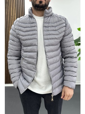 Edwox Erkek Slim Fit Şişme Mont Gri EDW435