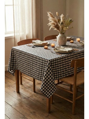 Türkanlar Home Pötikareli Siyah Pamuklu Masa Örtüsü, Pötikare Piknik Örtüsü - Masa Örtüsü- Sofra Bezi