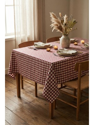 Türkanlar Home Pötikareli Kırmızı Pamuklu Masa Örtüsü, Pötikare Piknik Örtüsü - Masa Örtüsü- Sofra Bezi