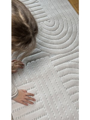 Elvey Home A.gri Bohem Iskandinav Sisal Pamuk Taban Yıkanabilir Özel Kesim Kaymaz Salon Mutfak Koridor Halısı