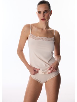 Penti Bej Pamuklu Lace Dantel Kare Yaka Atlet