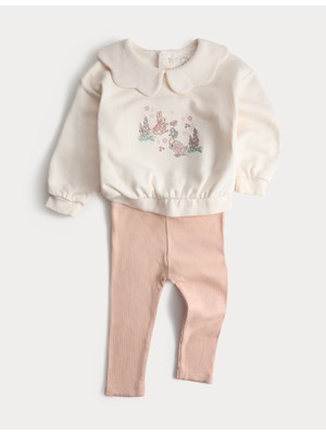 Marks & Spencer Pamuk Karışımlı Peter Rabbit Sweatshirt & Tayt Takımı (0‑3 Yaş)