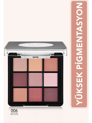 Flormar Kremsi Dokulu & Mat Bitişli/ışıltılı 9'lu Kompakt Göz Farı Paleti (006 Felt Cult) 8682536108157