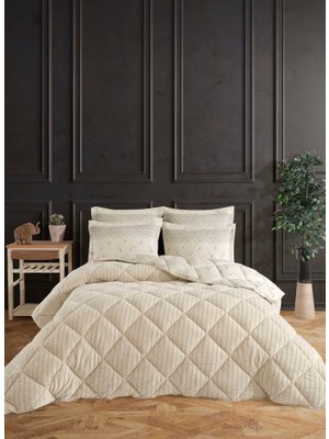 Belle Home Bella Home Tek Kişilik Jakarlı Uyku Seti - Wellsoft Yorgan - 3 Parça - Pvc Orijinal Çantalı - Krem