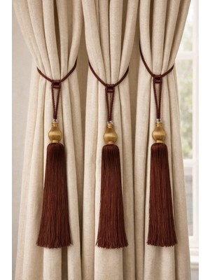 Çillor 3 Lü Set/ Altın Kuka Kahverengi Püskül Tavan Bağlama Braçol