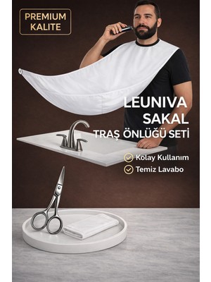 Leuniva Saç Sakal Tıraş Önlüğü + 10 cm Makas Seti – Dökülme Önleyici