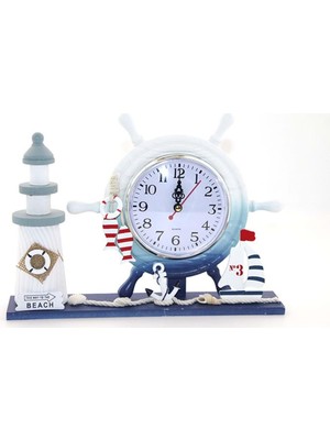 Erseyy Ahşap Marin Deniz Feneri Dümenli Saat