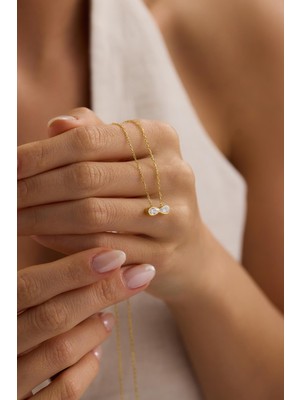 Nereze 925 Ayar Gümüş Gold Kaplama Minimal Tasarım Sonsuzluk Kolye