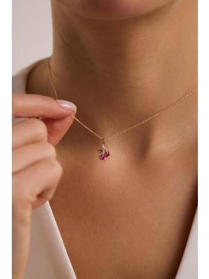 Nereze 925 Ayar Gümüş Rose Kaplama Minimal Kiraz Kolye