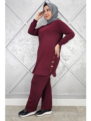 Pys Giyim Kadın Etek Altı Oval Düğme Detaylı Tesettür Takım