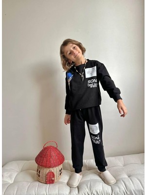 Cg Kids Sonic Baskılı 2 Iplik Erkek Çocuk Alt Üst Süper Tarz Takım Sırt Baskı Detay Siyah Süper Kalite Baskı