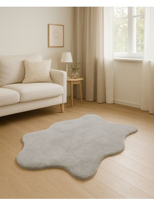 Etka Home Angora Tavşan Tüyü Gri Peluş Halı