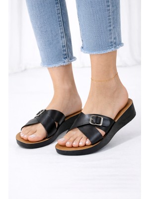 Wordex Polex 5058-C Günlük Çapraz Bant Tokalı Kadın Hafif Terlik
