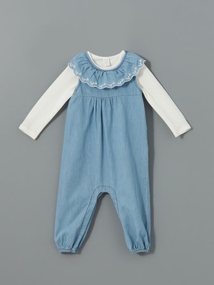 Lc Waikiki Yeni Sezon Işlemeli Yaka Detaylı Kız Bebek Bluz ve Tulum 2'li