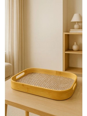 Yzhome 1 Adet Orta Boy Bambu Kare Tepsi Sunum Servis Tepsisi 40*28CM Sadece Orta Boy