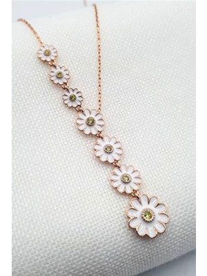 Nereze 925 Ayar Sıralı Papatya Kolye