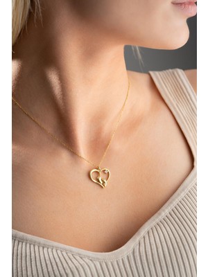 Nereze 925 Ayar Gümüş Gold Kaplama Kalpli Bebek Ayakizi Kolye