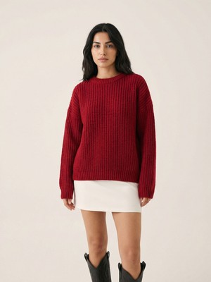 Okka Moda Bisiklet Yaka Oversize Kadın Triko Kazak