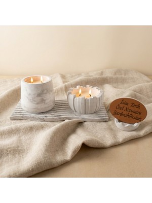 Miaju Mimari Estetikle Evinize Zarif ve Güçlü Tasarım, Isim ve Mesaj Yazılabilen Hediyelik Mum Seti, Gri