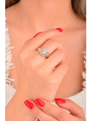 CEBECİ Cebeci 14 Ayar Oval Baget Taşlı Altın Yüzük