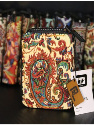 Pujiva Kilim Desenli Terme Etnik Desenli Şeffaf Zarif ve Dayanıklı Akardion Cüzdan Kartlık