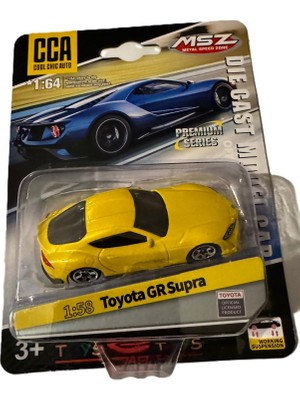 CCA Cool Chic Auto Toyota gr Supra Diecast Model Araba, 1:64 Ölçek, Sarı, Çalışan Süspansiyon, Premium Series