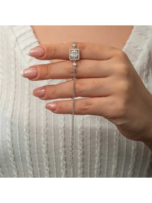 Erseyy Gümüş Kare Baget Taşlı Kadın Bileklik